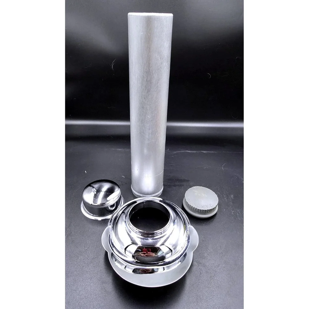 Chill-It‎ Aluminum Ice Tube Glass Pitcher Vtg Gilley Etched Manhatten Stripes
